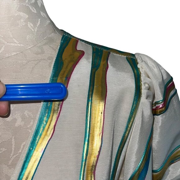 Terry Toni Vintage Womens Jacket Size Medium White Hand Painted Short Sleeve - Picture 4 of 10